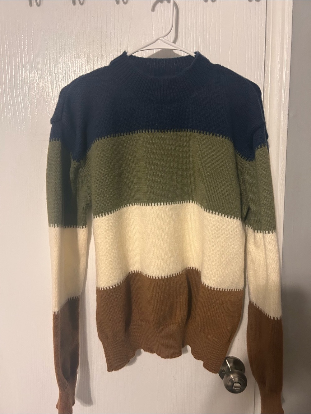 Women’s Striped Crewneck Sweater - Navy, Olive, Cream & Brown